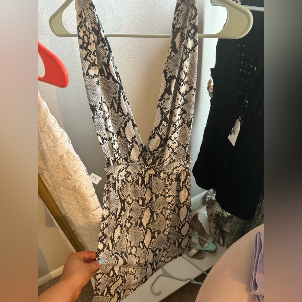 Snakeskin Print Sleeveless Jumpsuit